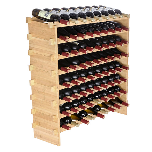 SucceBuy 48 72 Bottle Stackable Bamboo Wine Rack Storage Organizer