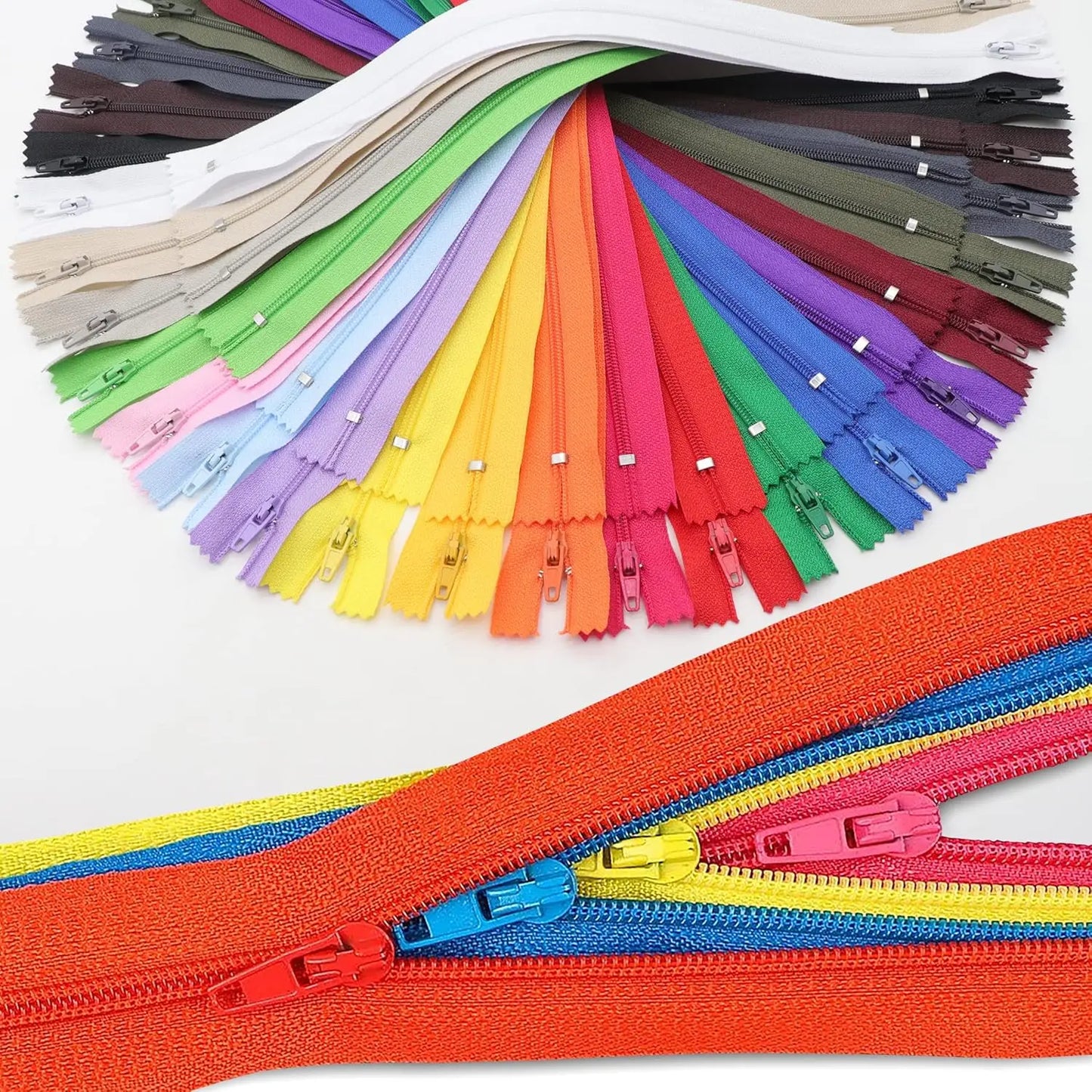 80pcs Mixed Nylon Coil Zippers 7 9 12 16 Inches Colorful Sewing Zippers for Tailor Crafts with 20 Colors