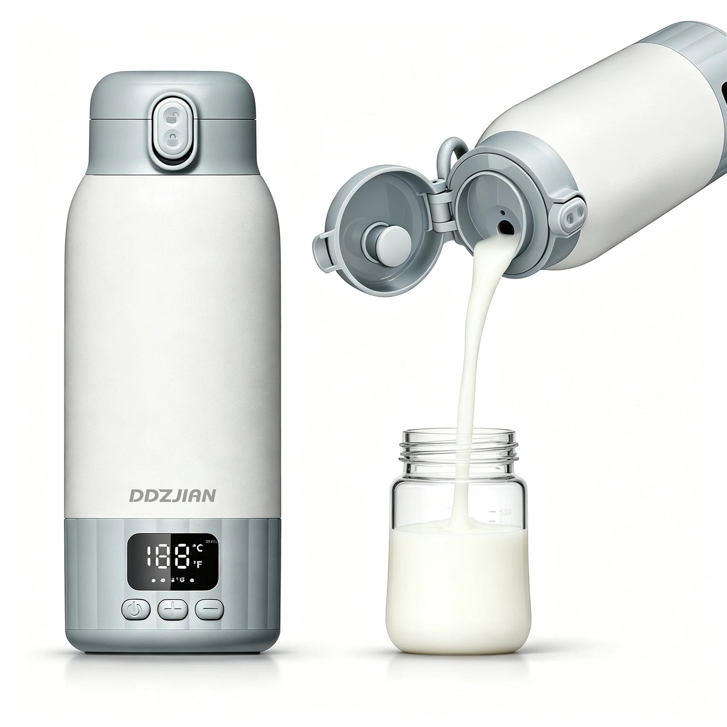 Portable Electric Heating Thermos Cup Led Temperature Display Milk Warmer