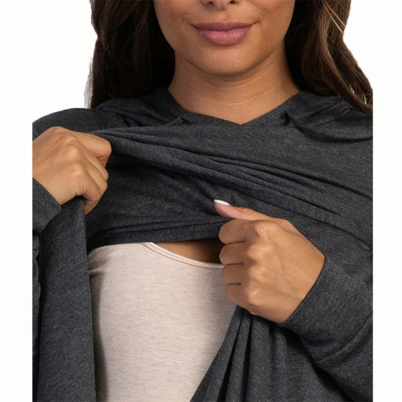Guangdong Maternity Hooded Sweatshirt Nursing Long Sleeve Winter Wear