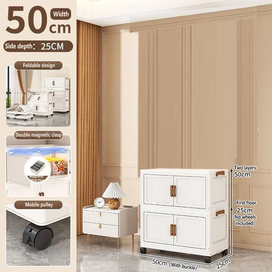 Foldable Plastic Storage Cabinet for Babies Multi-Layered Home Use Organizer Child's Closet for Clothes No-Install Easy Assembly