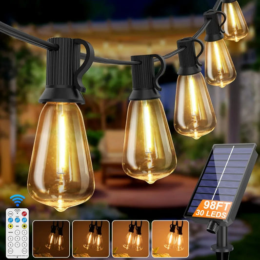 Solar LED String Lights ST38 Patio Light USB Recharger 8 Light Modes Remote Control Garden Weatherproof Hanging Light