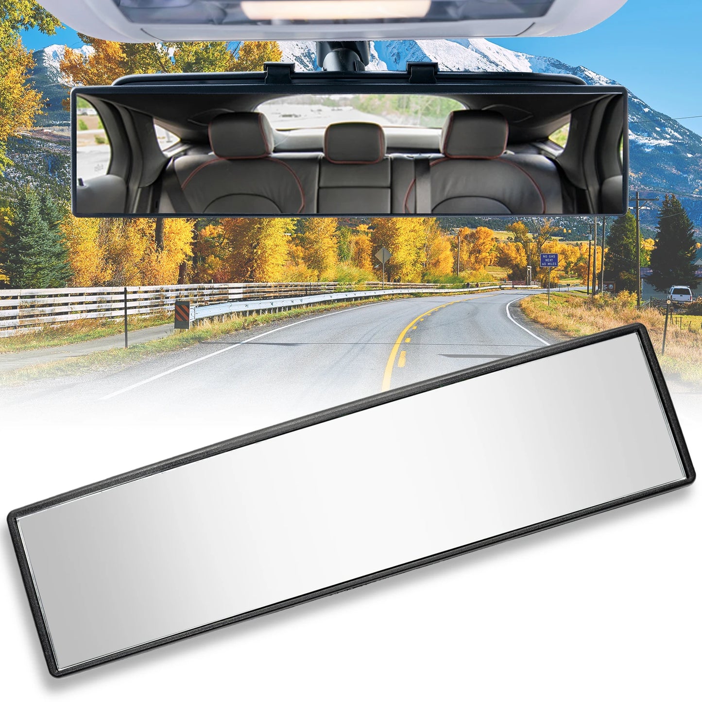 XUKEY Wide Angle Car Rearview Mirror Panoramic Anti Glare