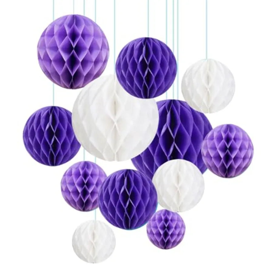 12Pcs 6" 10" Honeycomb Balls Decorations Hanging Tissue Paper Pom Poms for Birthday Wedding Party Decorations, Home Decor