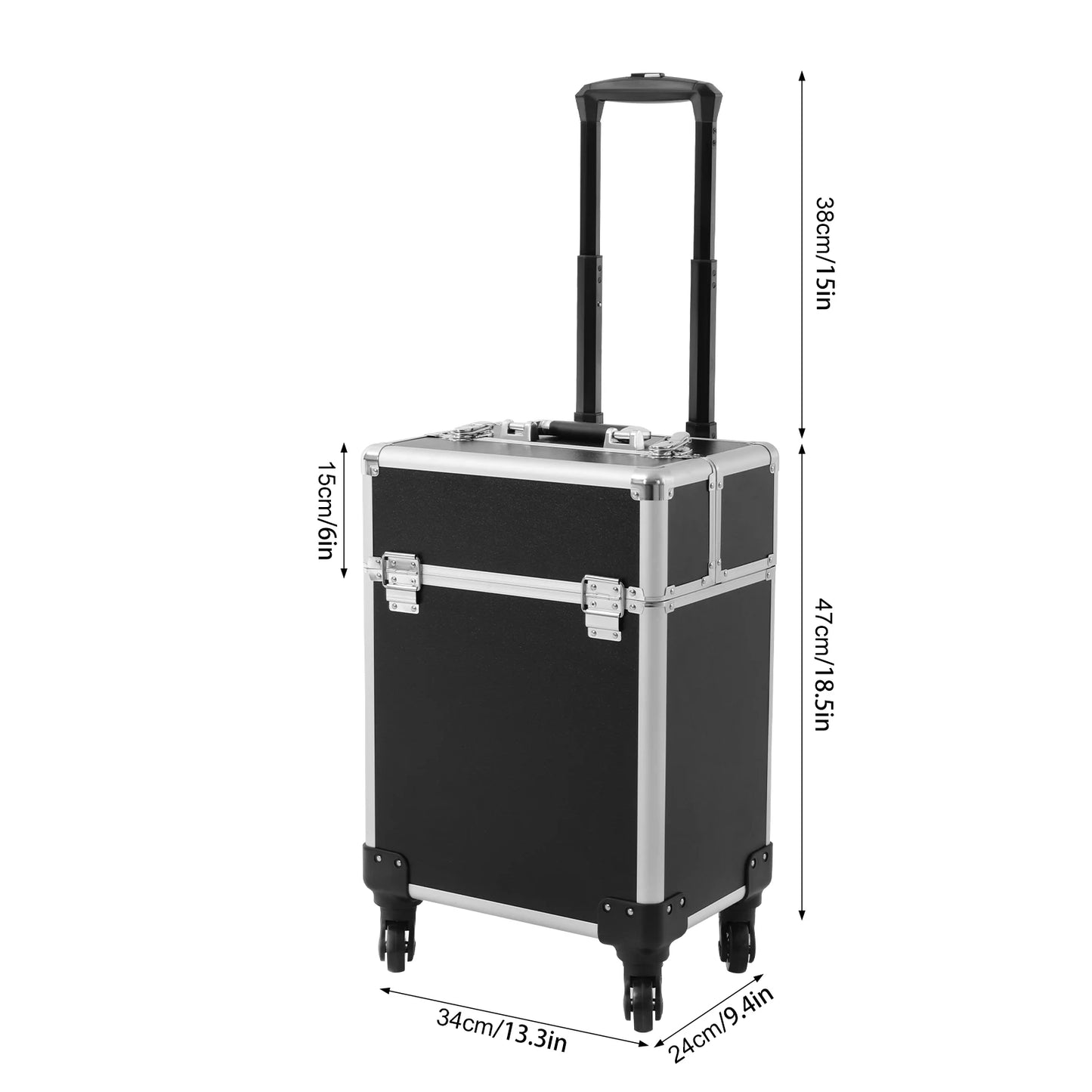 Cosmetic Rolling Makeup Train Case With Removable Wheels And Key