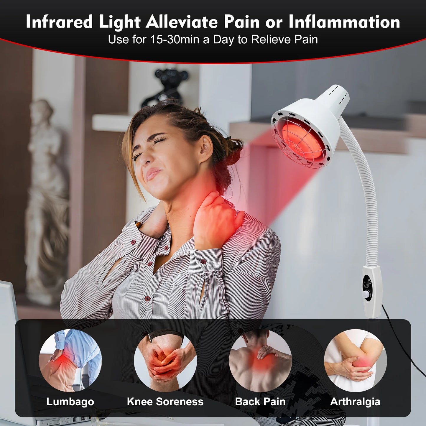 Hign-concerned Infrared Heat Lamp 275W Therapy Lamp With Stand