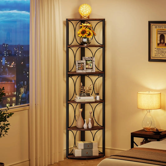 Tribesigns 6 Tier Corner Shelf Bookcase Storage Rack