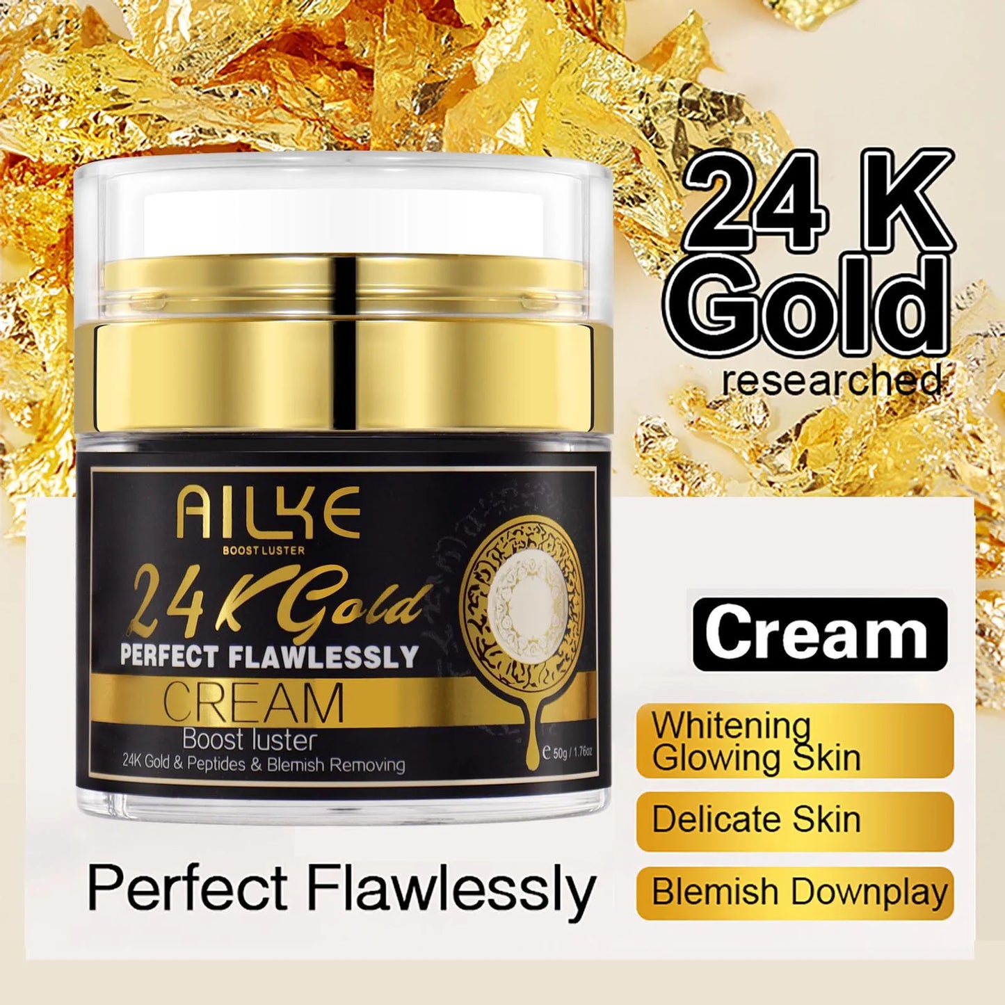 Ailke 24K Gold Collagen Cream Whitening Dark Spots Anti Aging Set