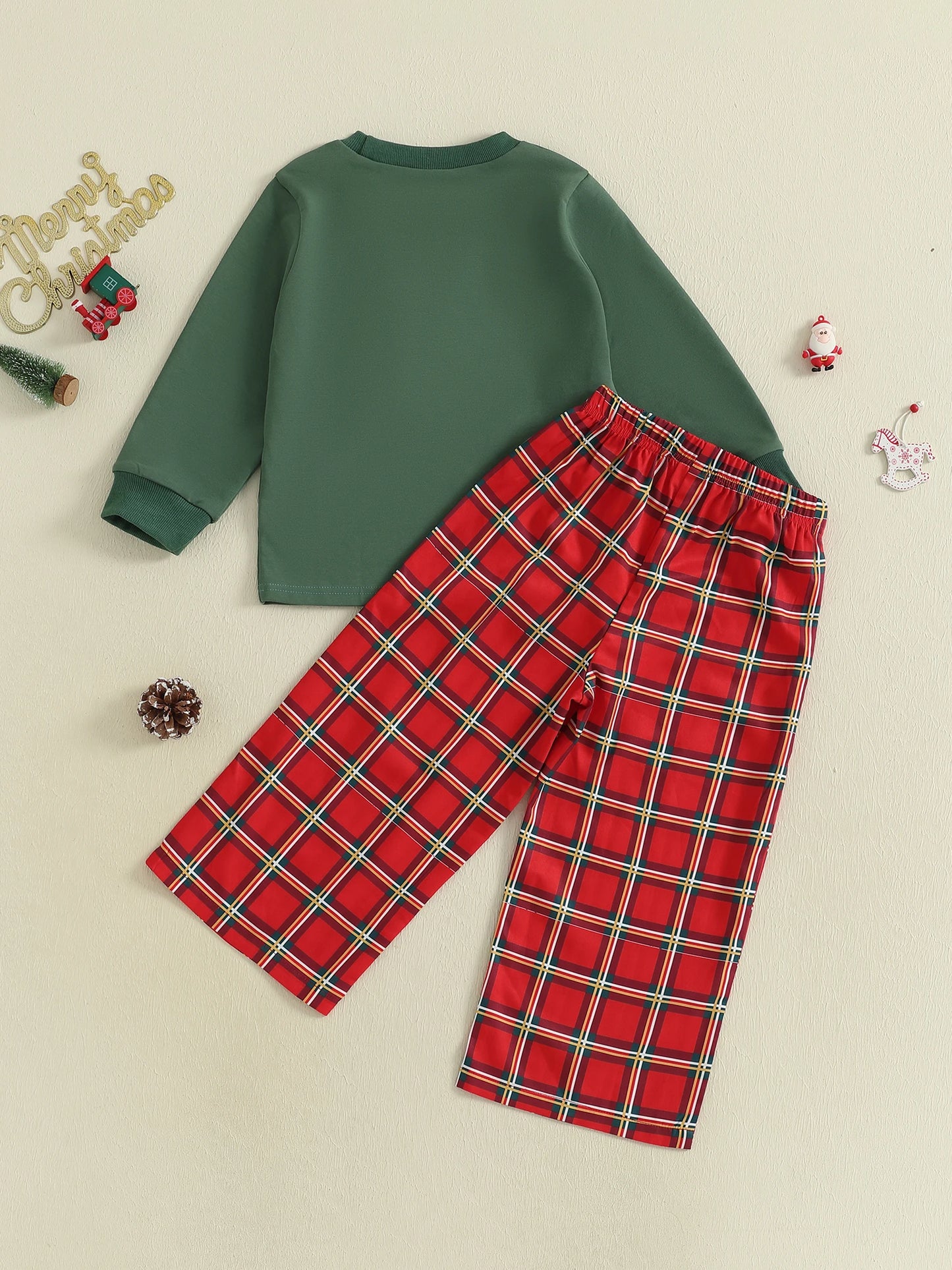 Kids Christmas Santa Hoodie Set With Embroidered Details