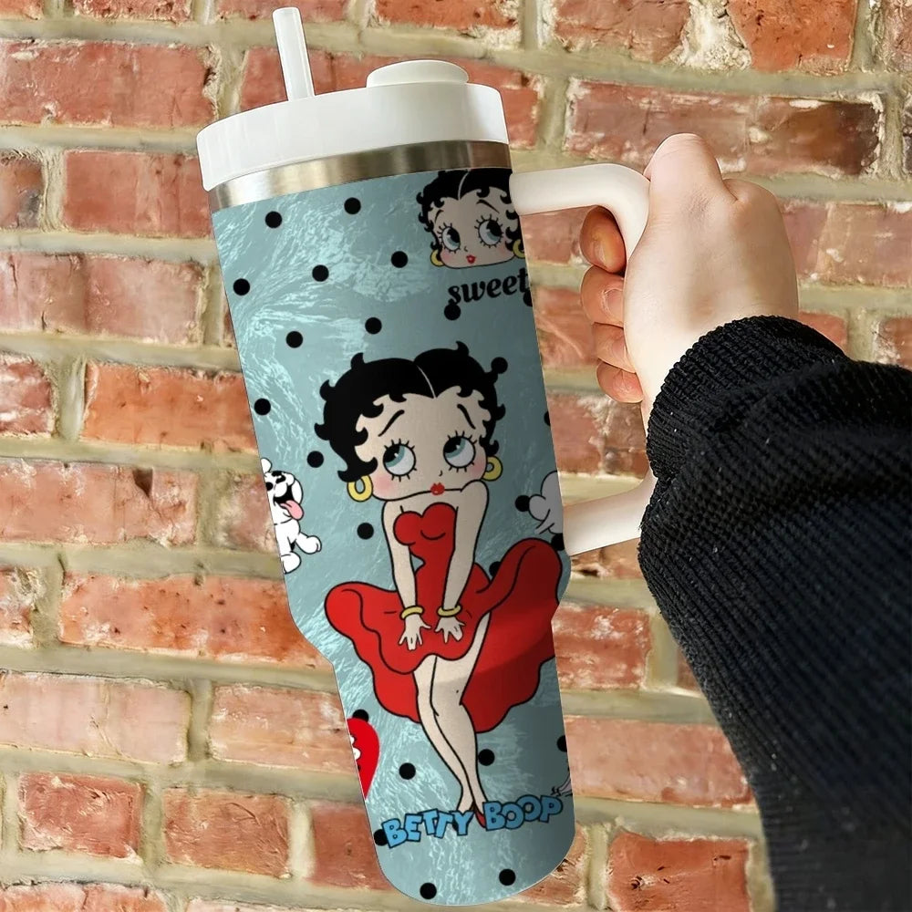 Insulated Stainless Steel Tumbler With Handle And Straw Travel Mug