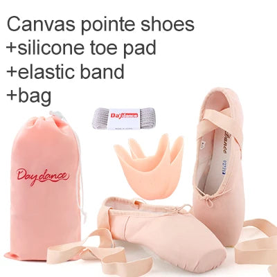 Satin Ballet Pointe Shoes With Ribbons For Women And Teens Professional Dance Shoes Available In Pink Nude Red Black