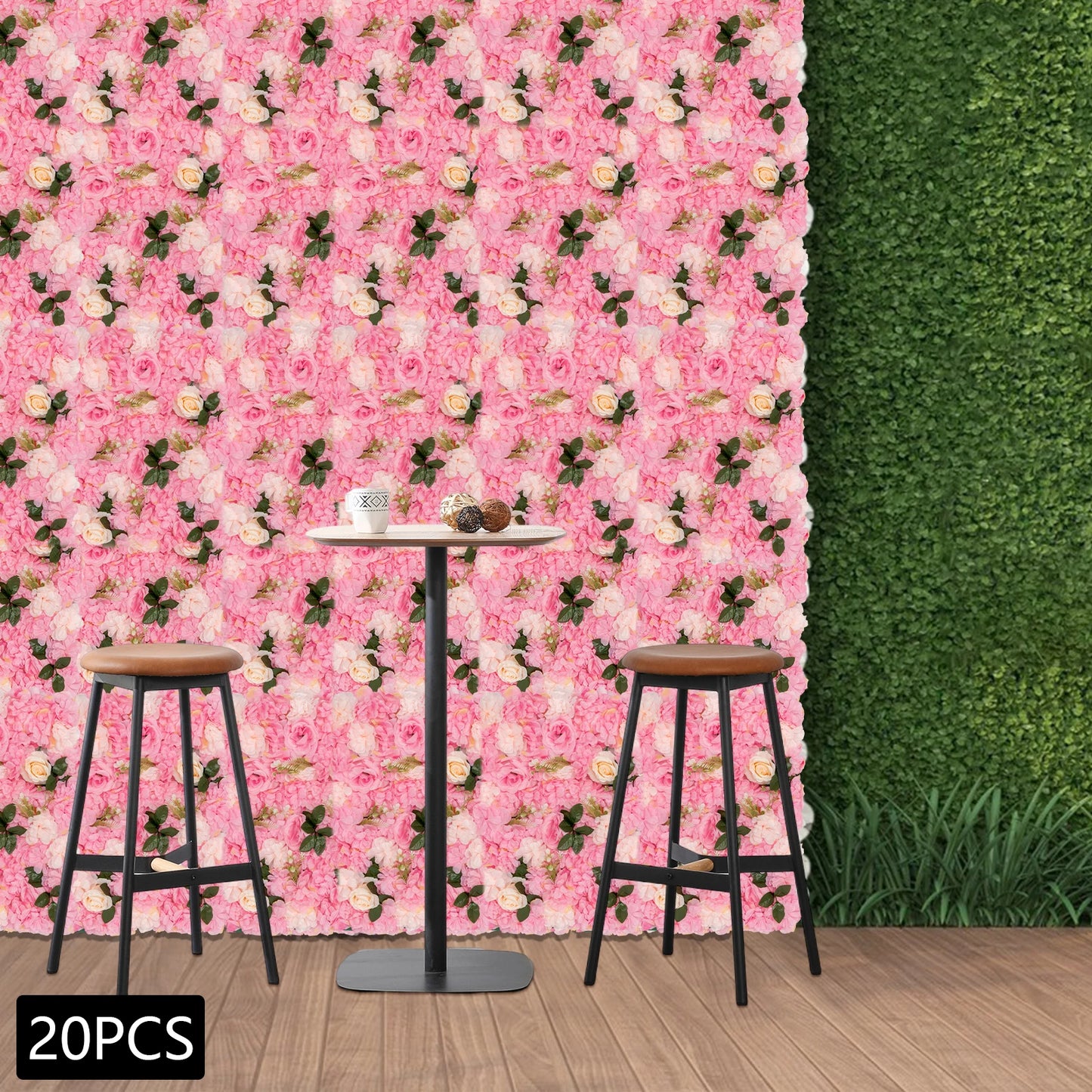 20pcs Flower Wall Panel, 60*40cm Artificial Floral Backdrop, Wall Decoration Backdrop