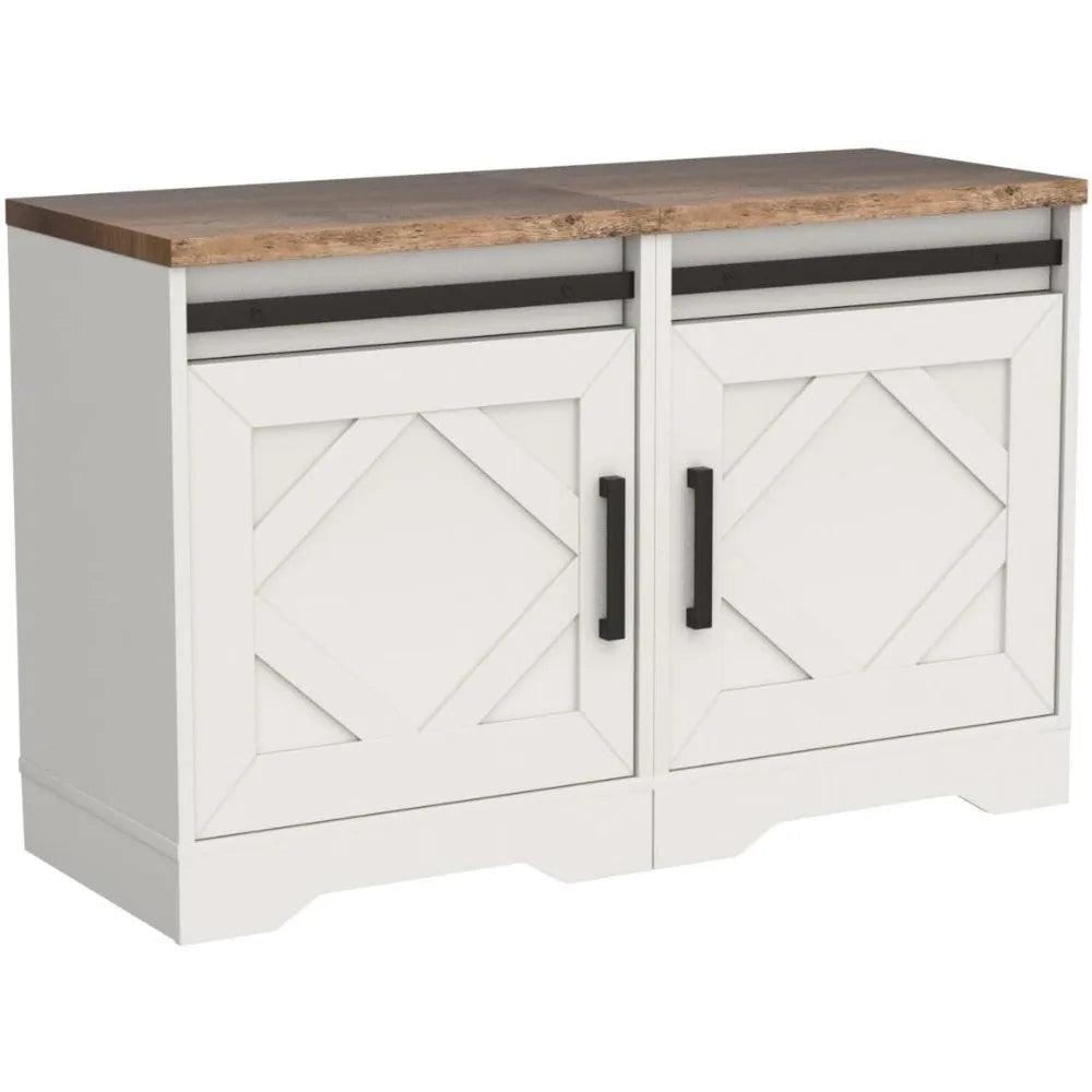 DAFIFY Rustic Farmhouse End Tables With Drawer And Barn Door