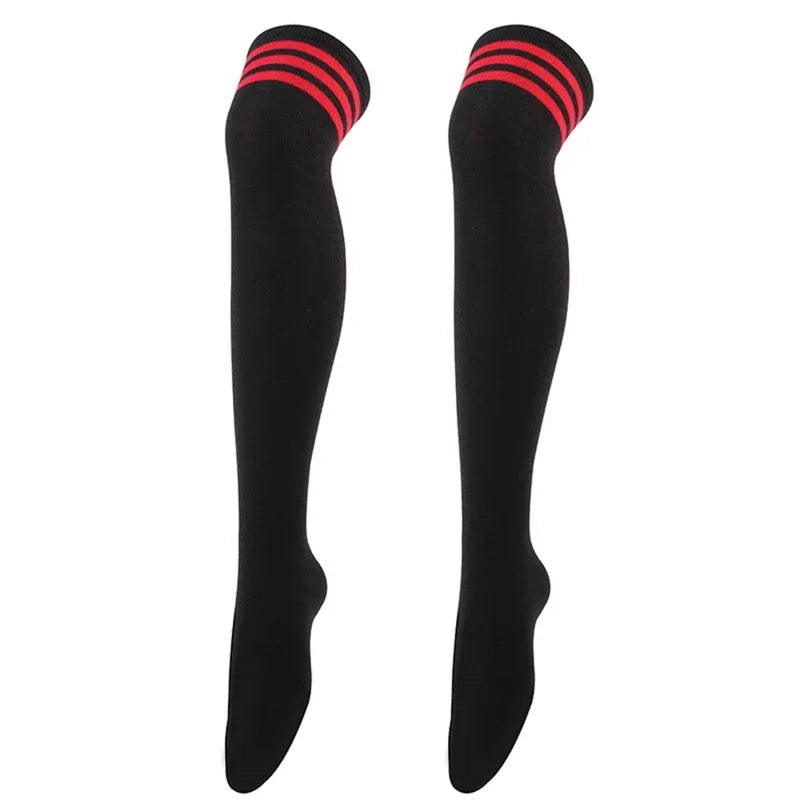 Striped Over Knee Thigh High Socks For Women Comfort