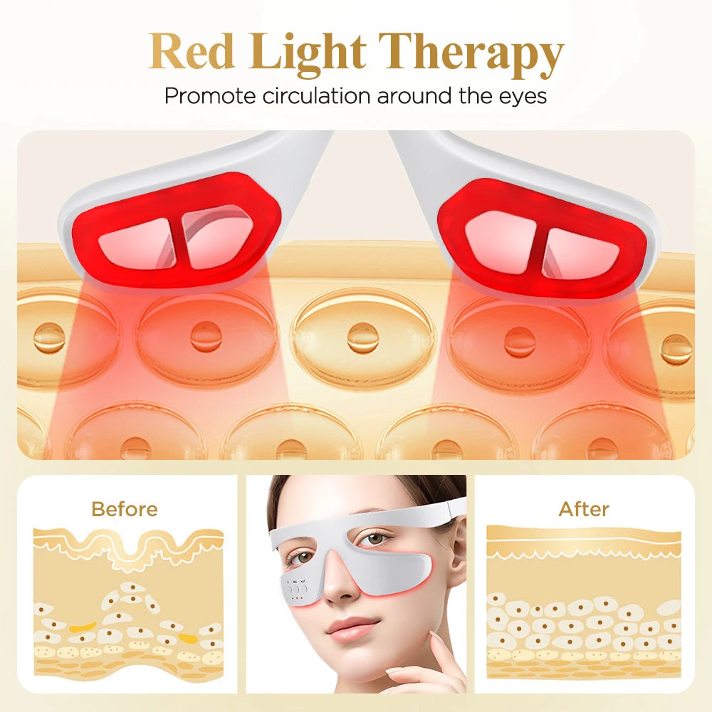 Eye Skin Care Red Light Therapy Beauty Device Microcurrent Eye Massager Hot Compress Remove Eye Bags Dark Circles Eye Lifting ﻿