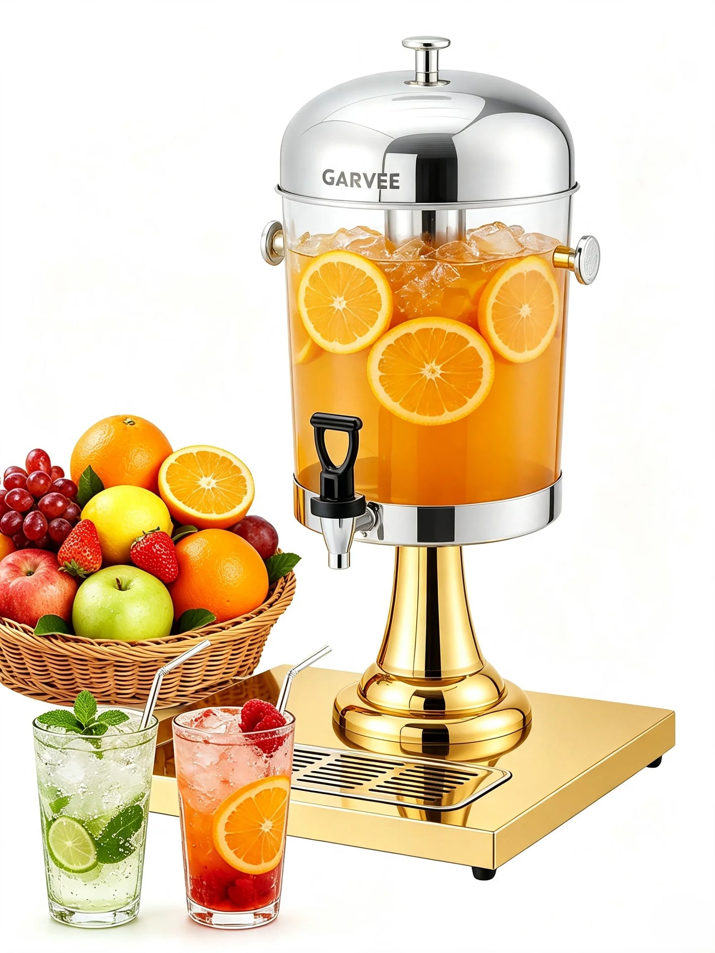 Tacleekii Commercial Stainless Steel Beverage Dispenser With Stand