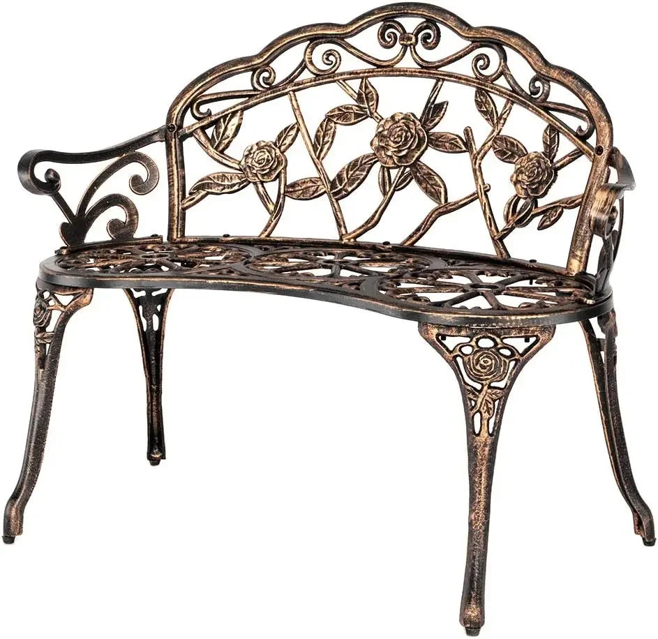 Angduo Patio Rose Garden Bench Cast Aluminum Frame