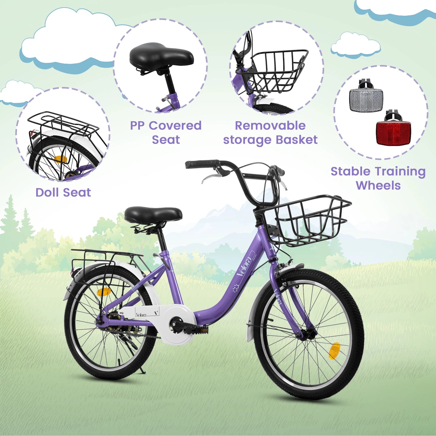 Ecarpat Kids Bike With Basket And Steel Frame For Kids