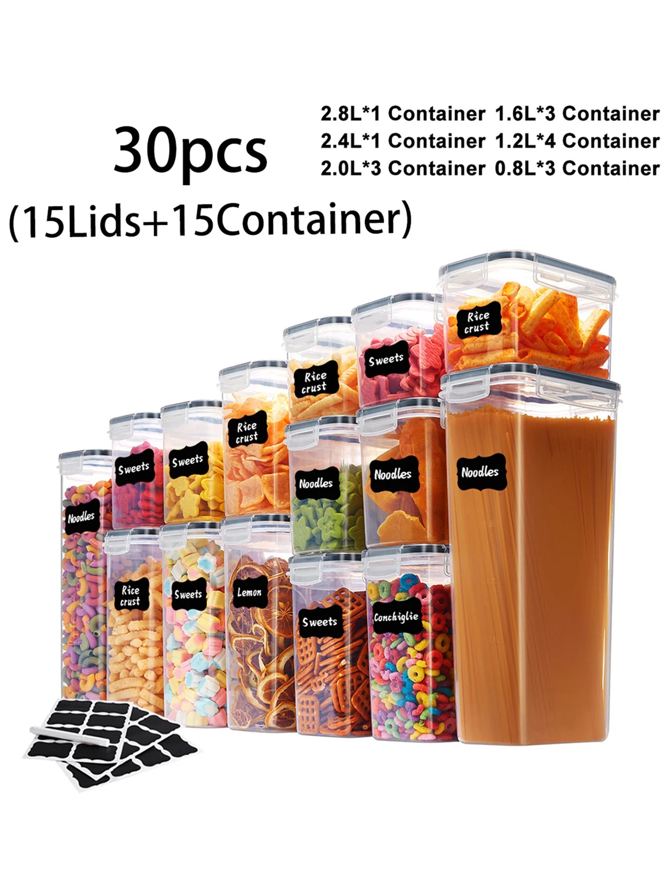 30pcs, Storage and Organization, Labeled and Marked Airtight Food Storage Containers and Condiment Jars - Keep Grains, Flour