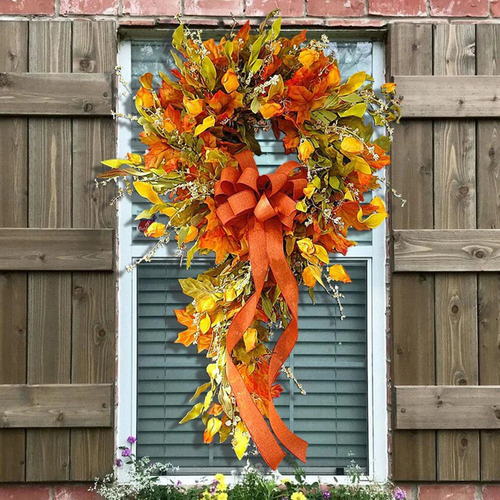 Shunmaii Thanksgiving Farmhouse Wreath Autumn Maple Leaf Indoor Decor