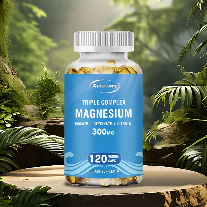Triple Magnesium Complex - Promotes Muscle Function, Nerve and Energy Production, and Supports Brain Health - 120 Capsules