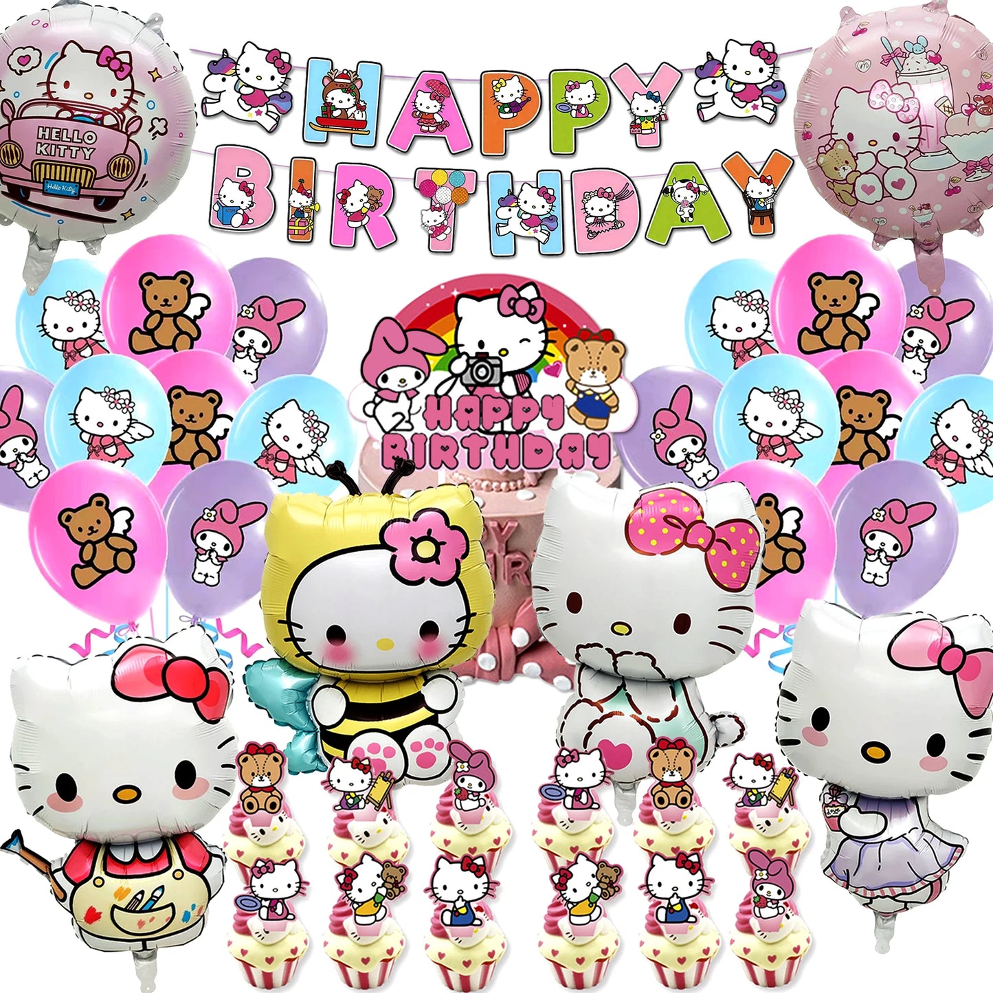 Sanrio Hello Kitty Birthday Party Decorations Set Foil Balloons