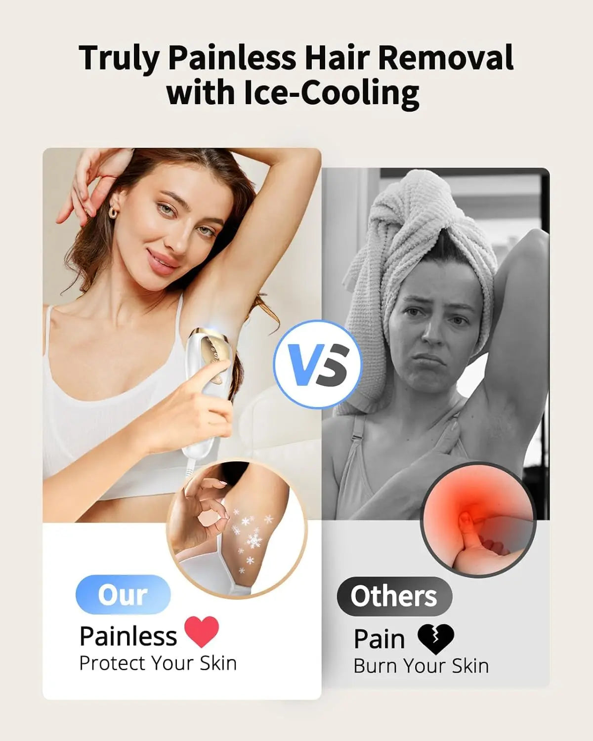 LYSMOSK IPL Laser Hair Removal Epilator With Ice Cooling