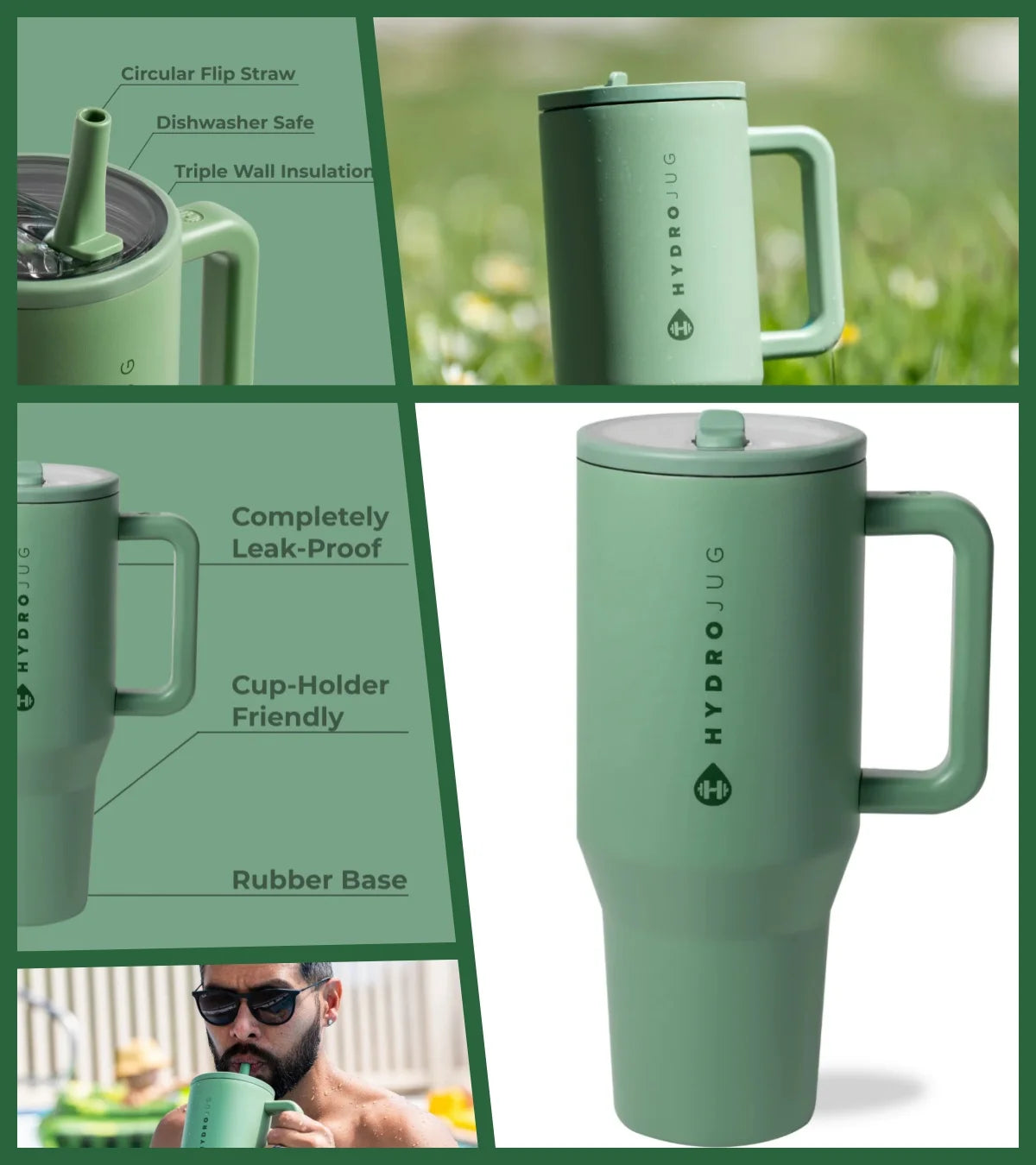 Insulated Stainless Steel Travel Water Bottle With Flip Straw And Handle