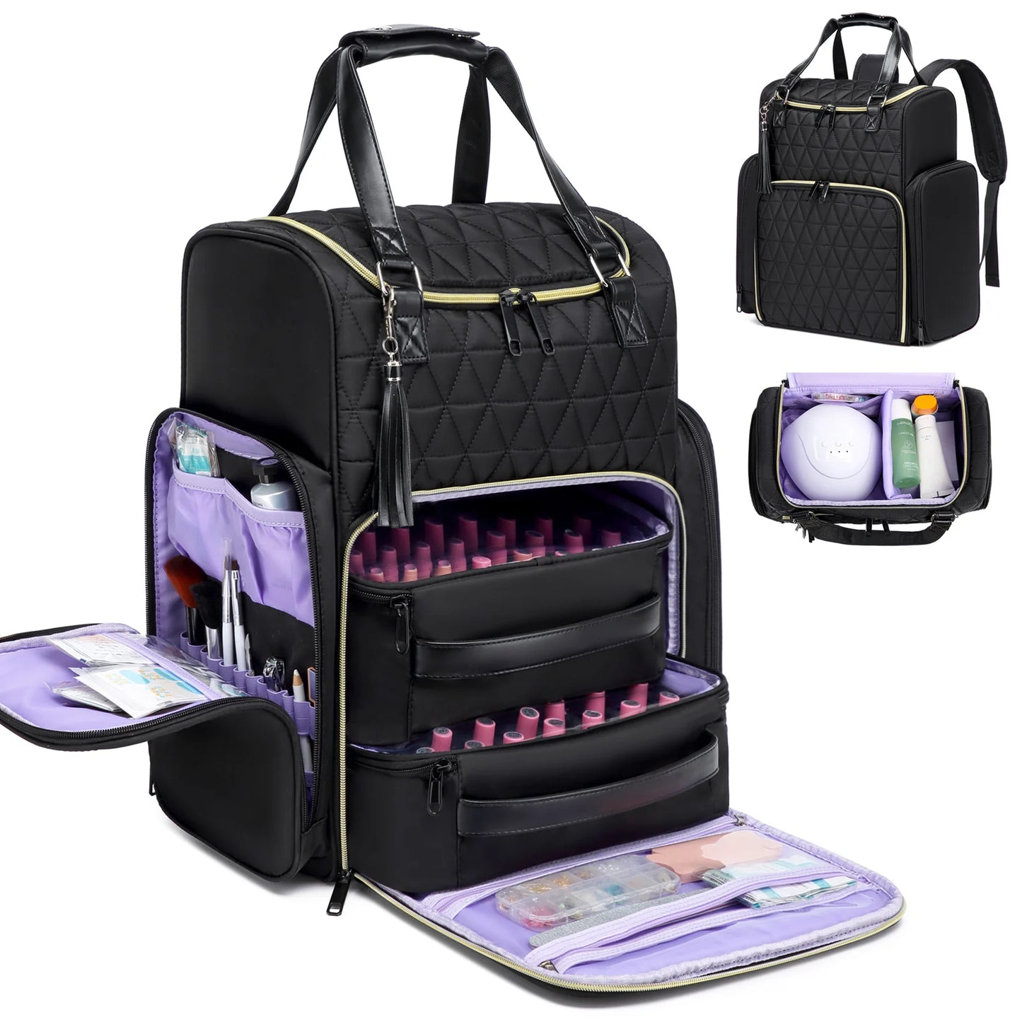 Nail Polish Organizer Backpack With Multi Spacer For Bottles And Nail Tools Travel Bag Holds 30 Plus Bottles