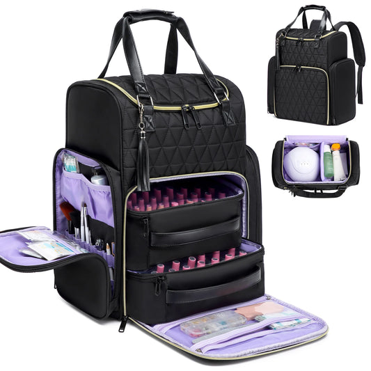 Nail Polish Organizer Backpack With Multi Spacer For Bottles And Nail Tools Travel Bag Holds 30 Plus Bottles
