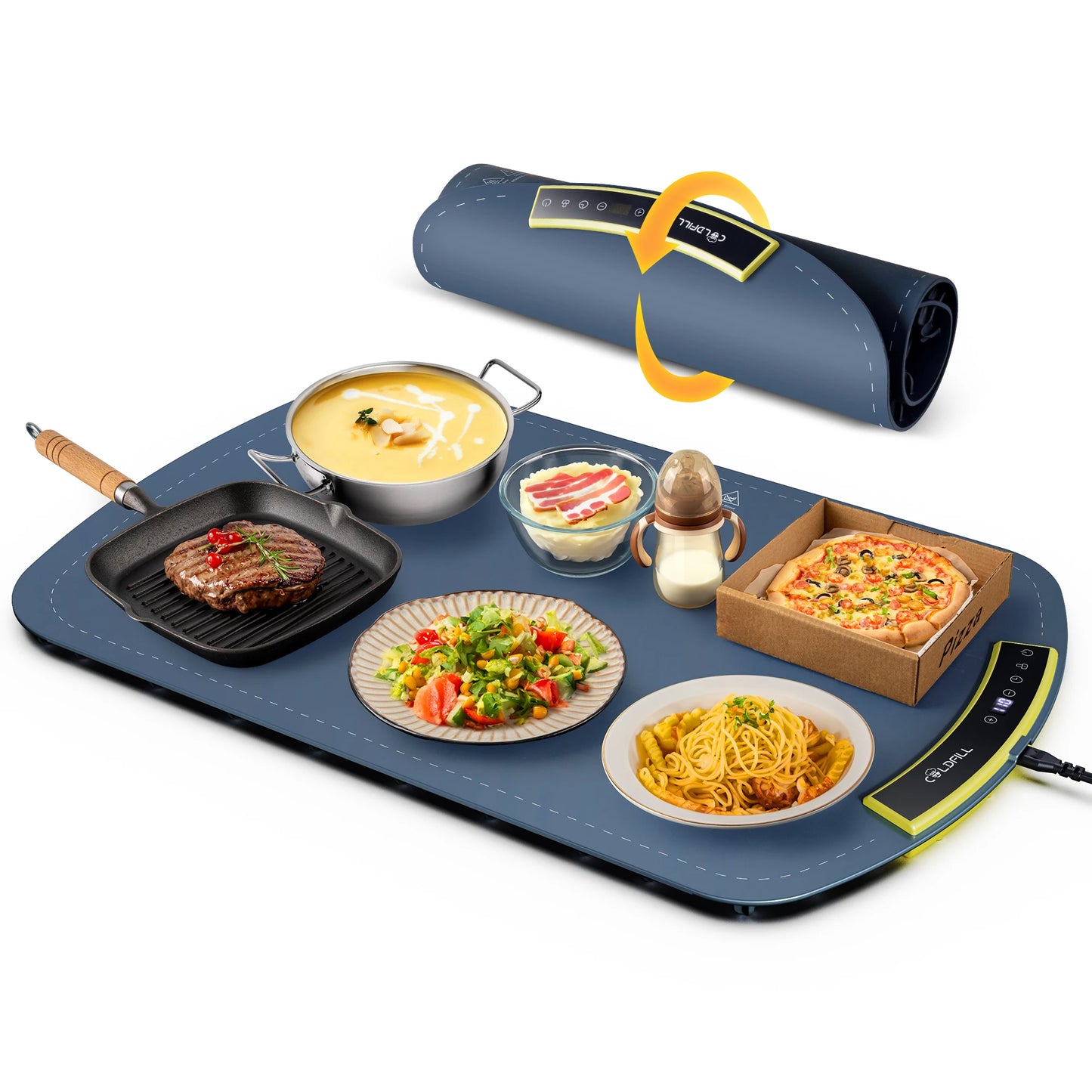 Electric Warming Tray With 8 Temperature Settings Foldable Portable Food Warmer Plate Fast Heating Mat