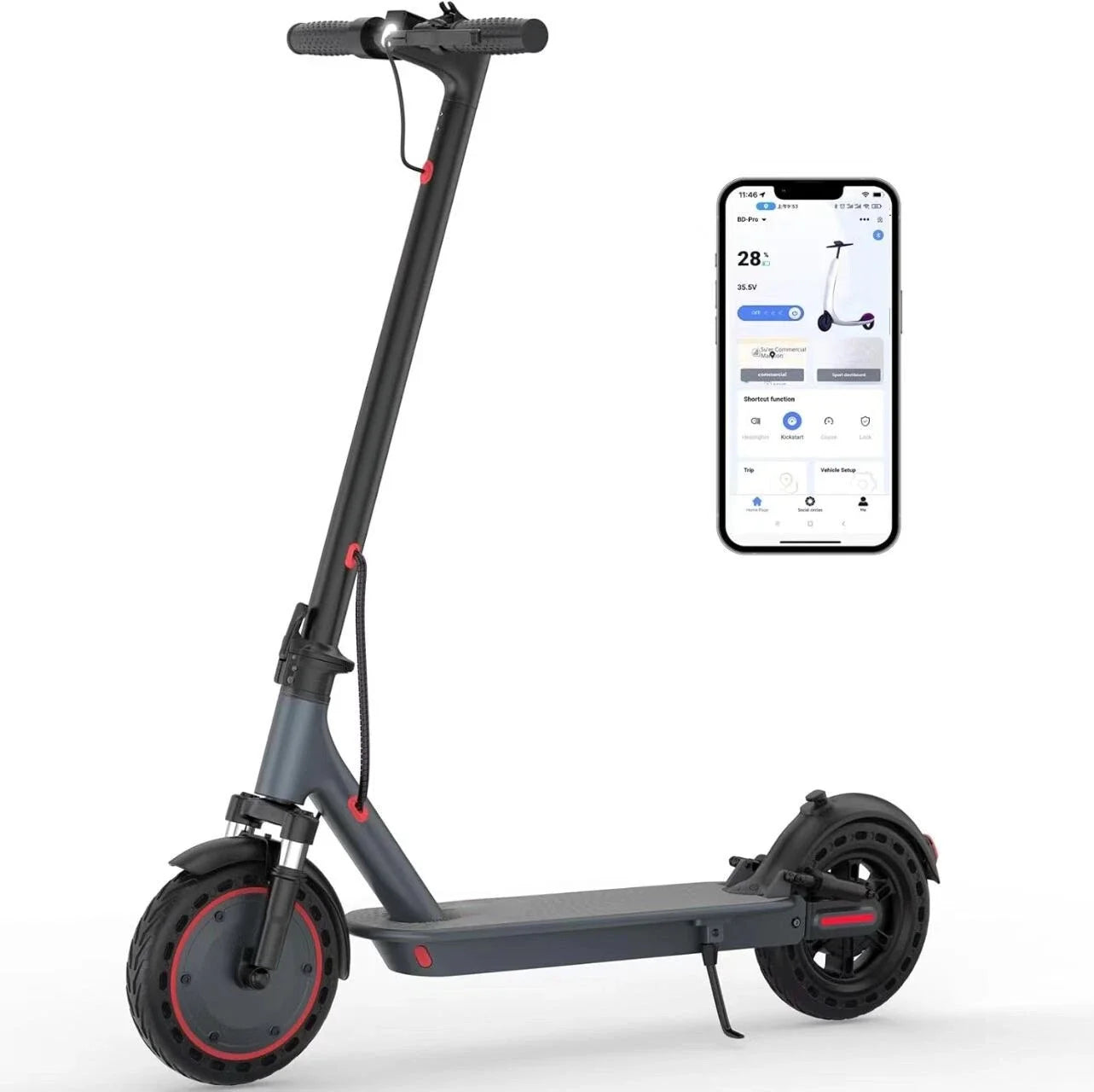AOVOPRO TMAX 10inch Electric Scooter 500W 22MPH Adult APP Smart Scooter Shock-absorbing Anti-skid Folding Electric Scooter
