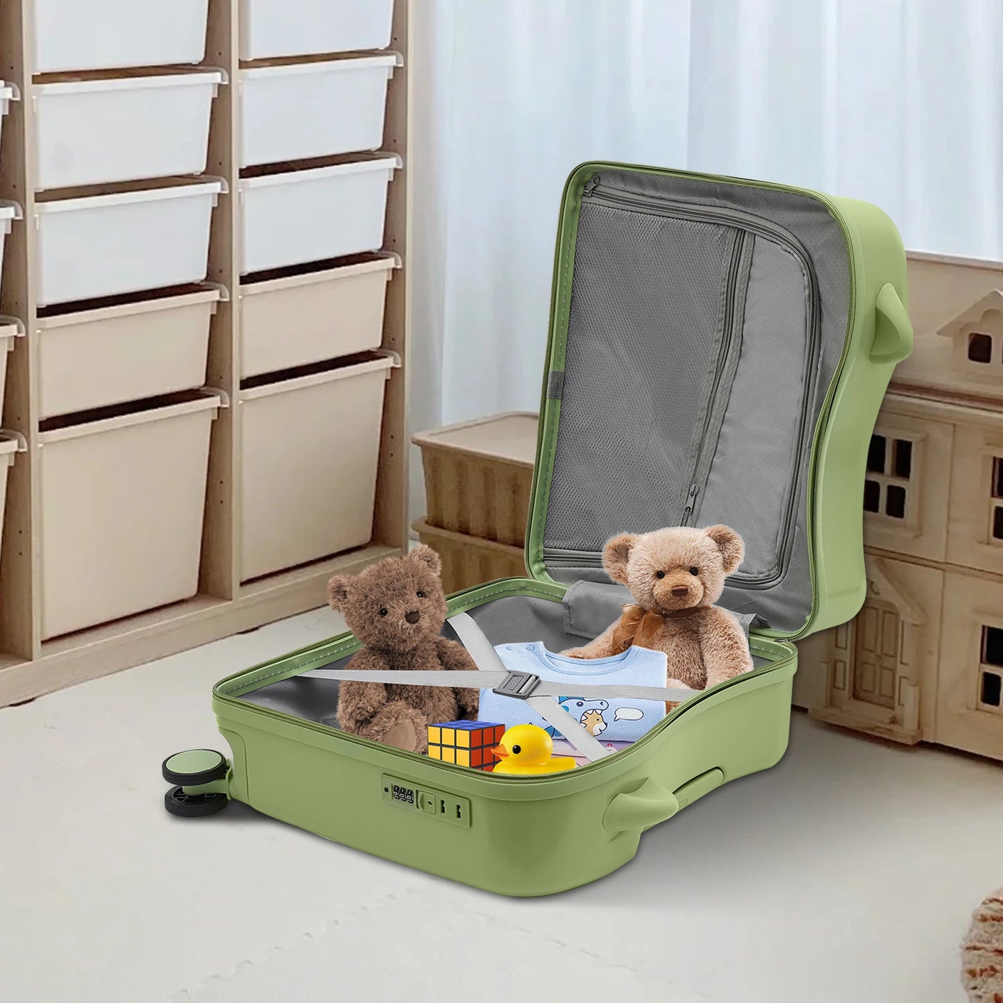 Kids Luggage Sit and Ride on Suitcase With Universal Wheels