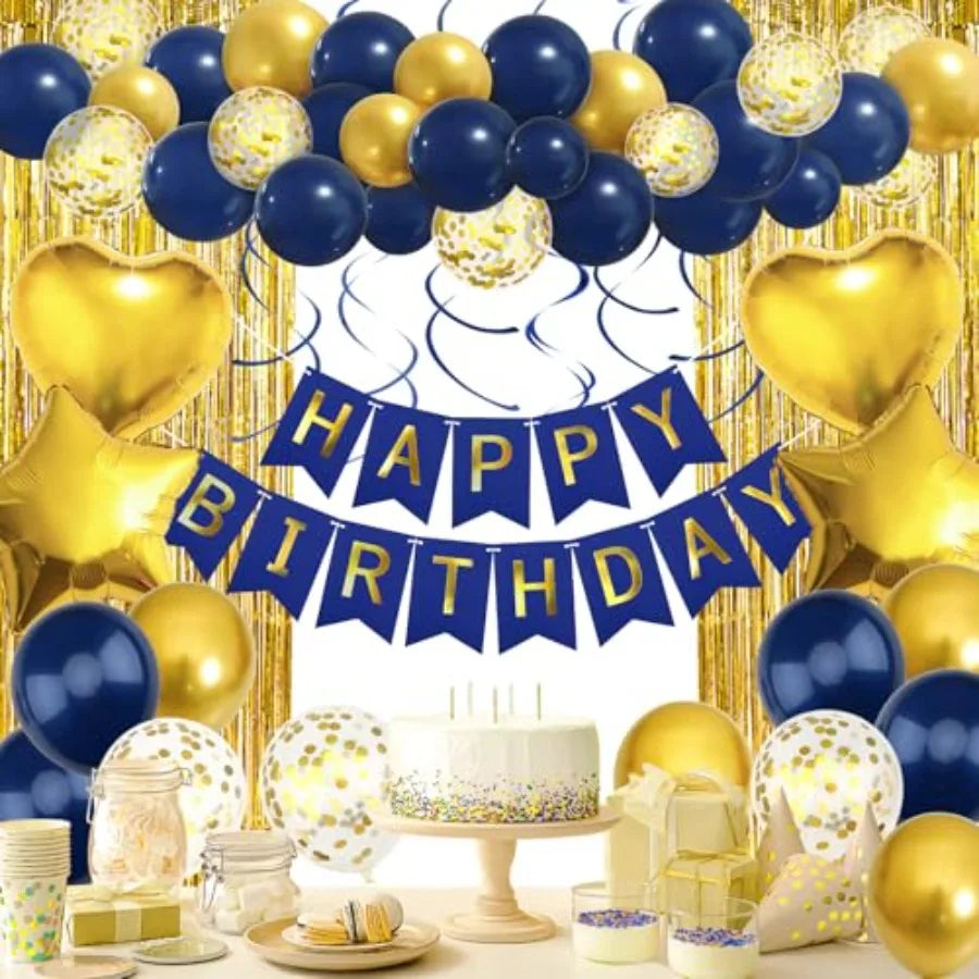 Birthday Party Decorations With Balloons And Fringe Curtains