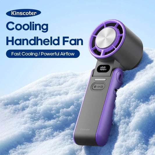 Kinscoter Outdoor Foldable Handheld Fan Rechargeable 3600mAh Portable Turbo High Speed 100 Level Adjustable