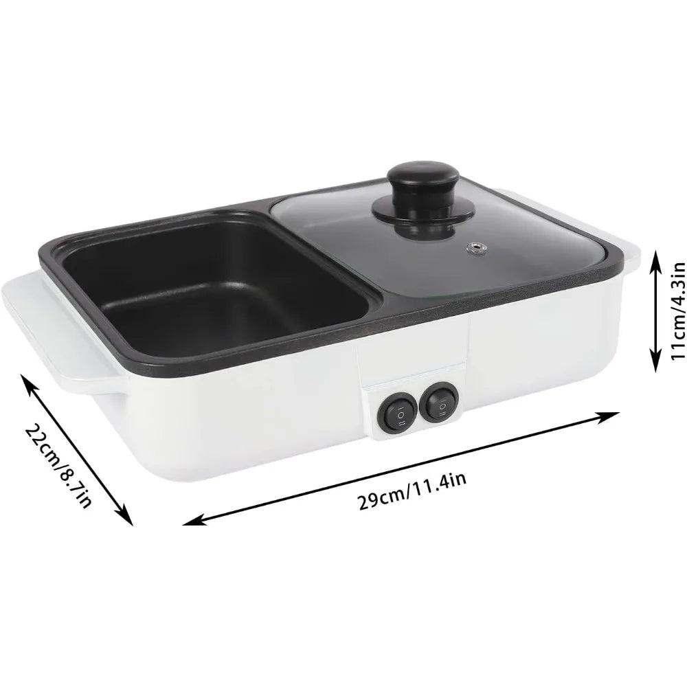 2 In 1 Electric Hot Pot And Grill Shabu Shabu Pot With Stainless Steel Nonstick Griddle For Indoor Use
