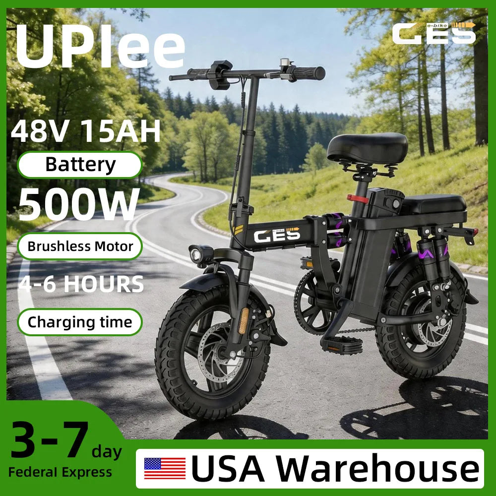 UPlee GE5 Electric Folding Bike 500W Motor Removable Battery