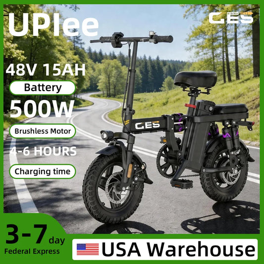UPlee GE5 Electric Folding Bike 500W Motor Removable Battery