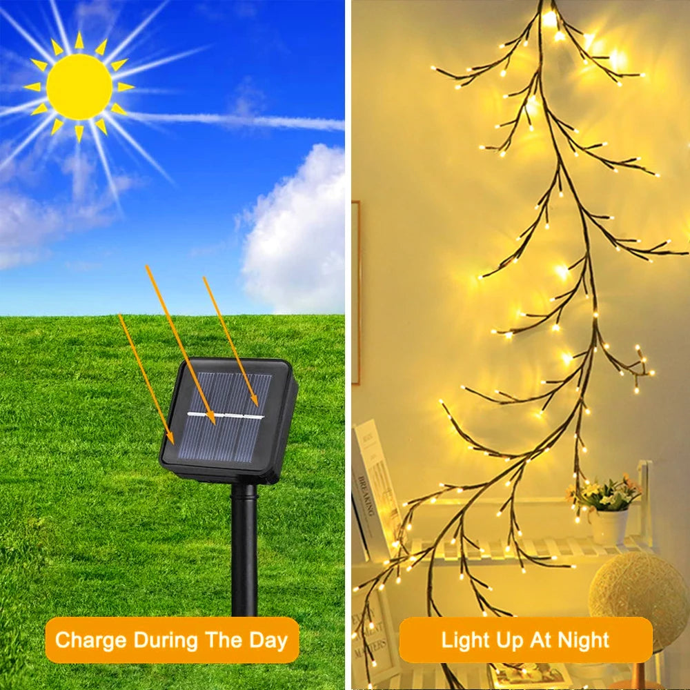WELPUR Outdoor Solar String Lights 96LED Tree Branch Garland
