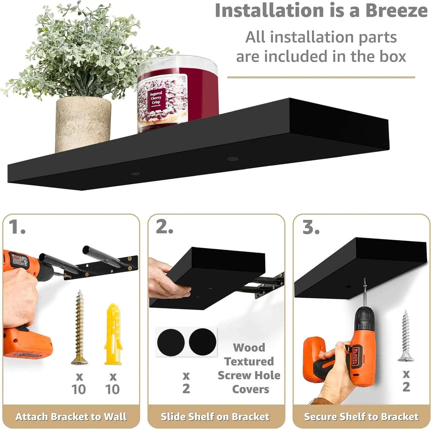 Floating Wall Shelves With Invisible Brackets 2 Pack