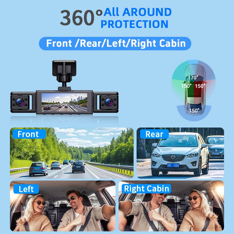 Kolvt 4 Channel 1080P Dash Cam Front And Rear 64GB