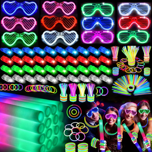 Glow Stick Party Set With Glasses And Finger Lights