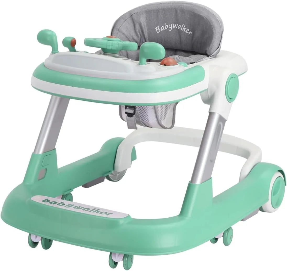 2 In 1 Baby Walker For Toddlers With Removable Feeding Tray And Music Tray Push Walker Foldable