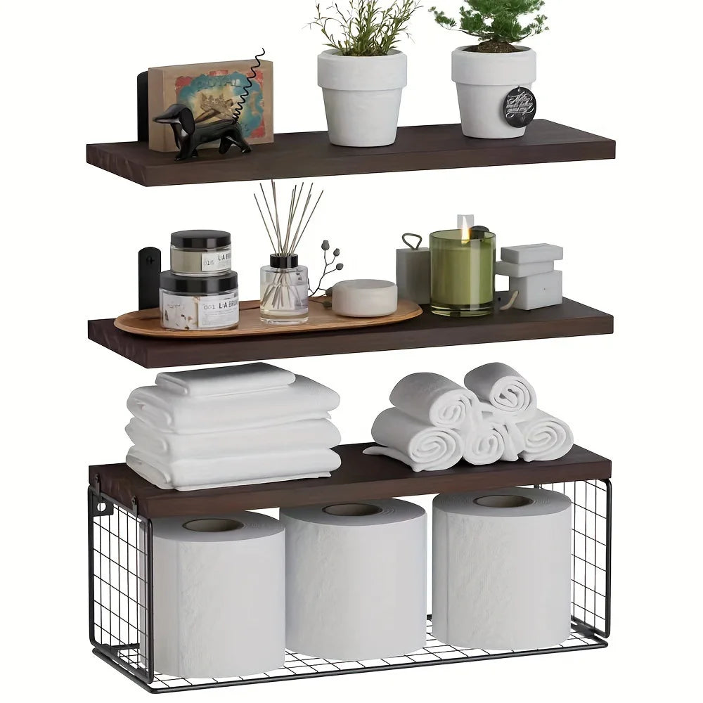 Hign-concerned Wall Mounted Shelves Floating Triple Tier