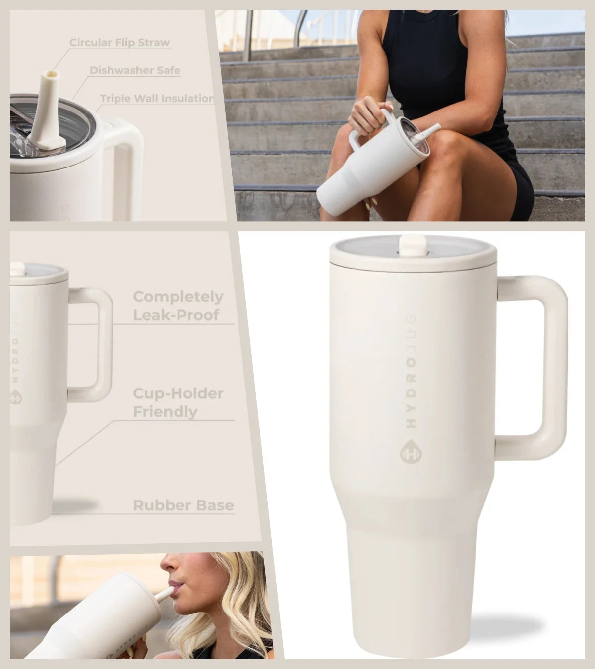 Insulated Stainless Steel Travel Water Bottle With Flip Straw And Handle