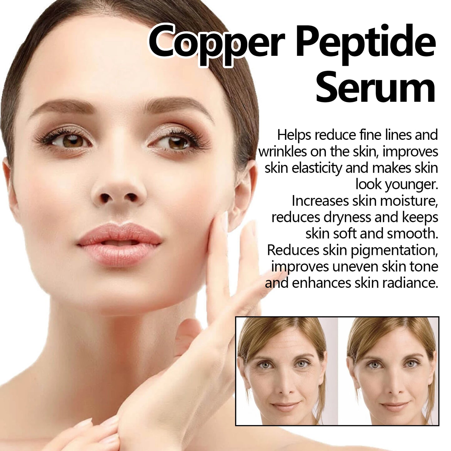 EELHOE 30ml Copper Peptide Facial Serum Moisturizing Firming Face Skin Increase Elasticity Anti Wrinkle Lines Daily Facial Care