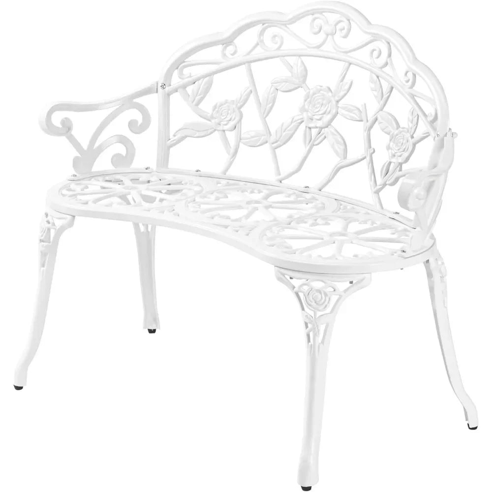 Angduo Patio Rose Garden Bench Cast Aluminum Frame