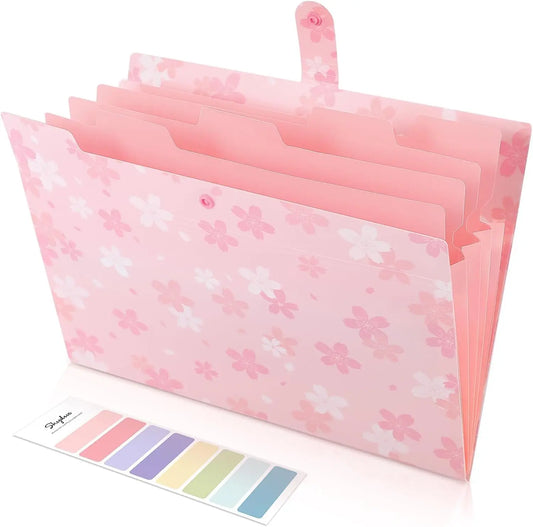 Expanding File Folder With 5 Pockets Portable Document Organizer