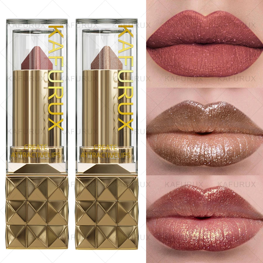 2pcs Glitter Shiny Metallic Two Tone Lipstick Matte Sexy Red Pearlescent Lip Tint,Long Lasting Lip Senior Lip Korean Makeup Gifts Lip Gloss Cosmetic  Beauty