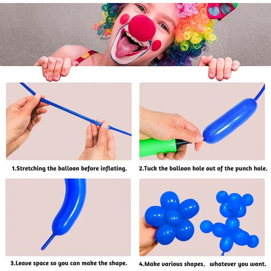 Premium Blue Long Balloons 260 Twisting Animals Magic Balloons For Birthday Party Decoration 100 Pcs